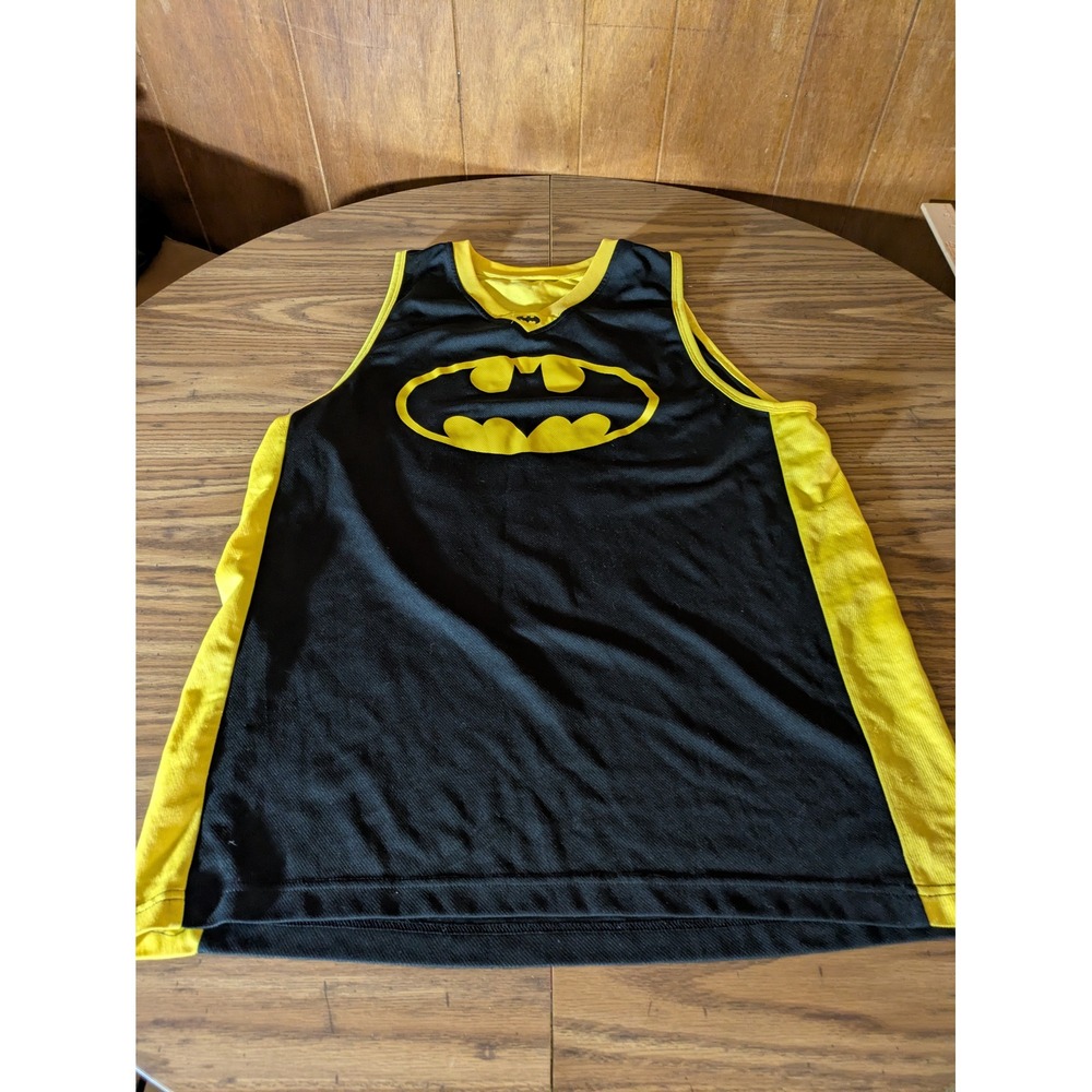 DC Comics Batman Basketball Jersey Tank Top Black Yellow Mesh Graphic Mens L